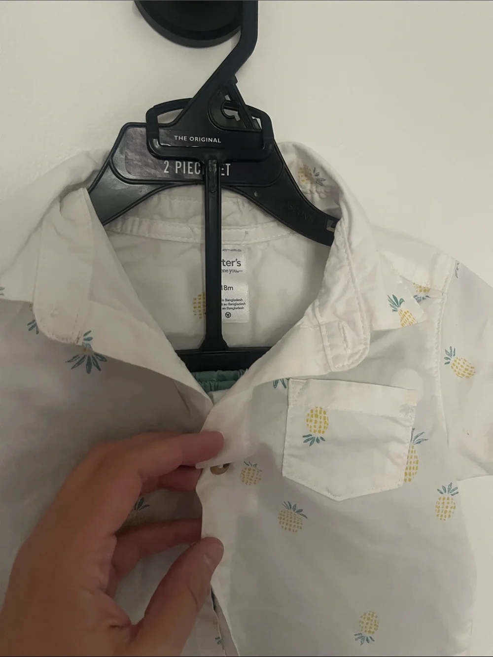 Carter's White Short Sleeve Shirt with Yellow Pineapple Print and Matching short